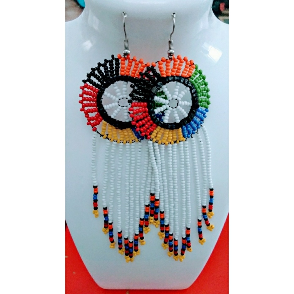 Waterfall handmade seed beads dangle earrings